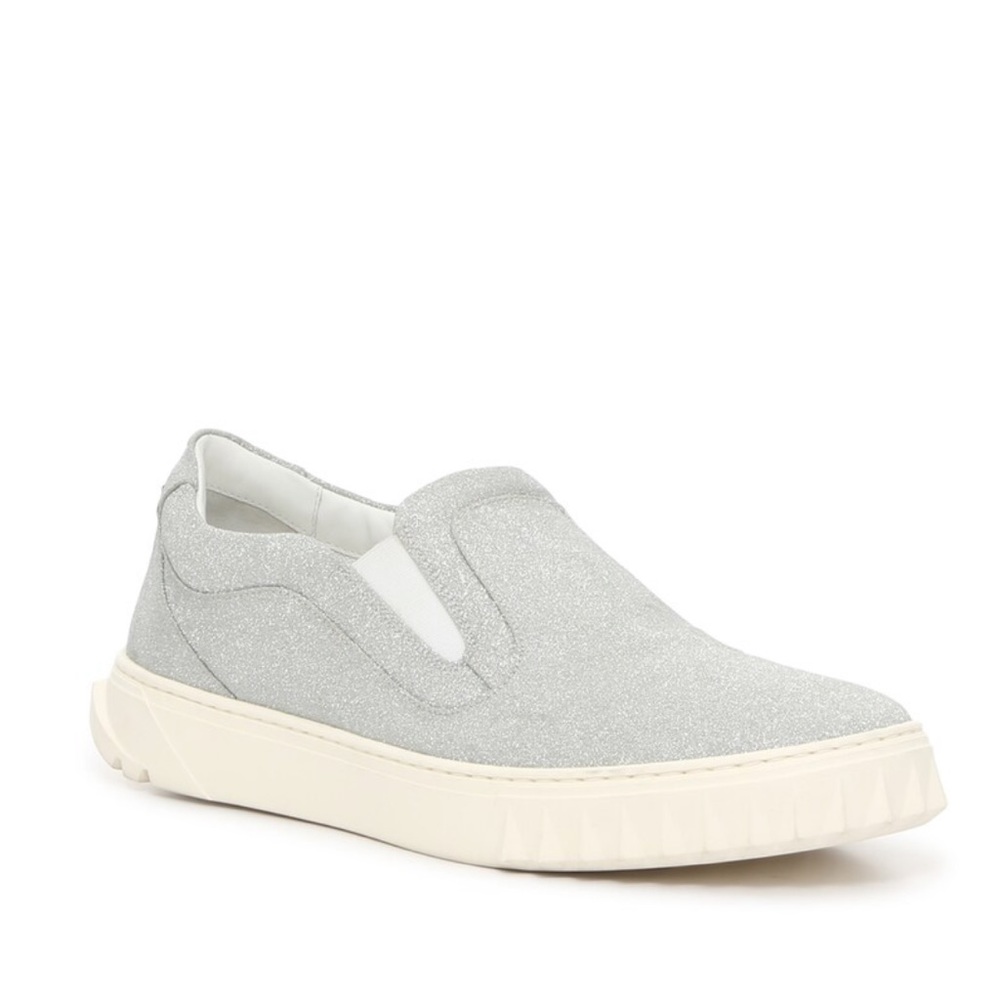 NWOB Salvatore Ferragamo Silver Slip-on Sneakers - Size 36